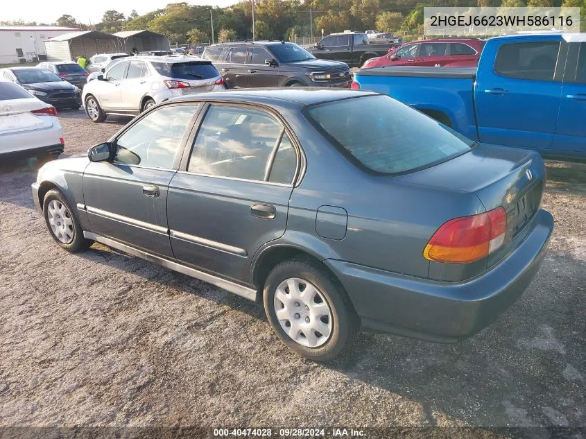 1998 Honda Civic Dx VIN: 2HGEJ6623WH586116 Lot: 40474028