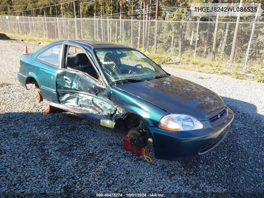 1998 Honda Civic Ex VIN: 1HGEJ8242WL086535 Lot: 40475274