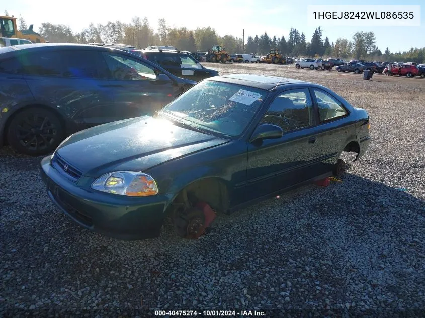 1998 Honda Civic Ex VIN: 1HGEJ8242WL086535 Lot: 40475274