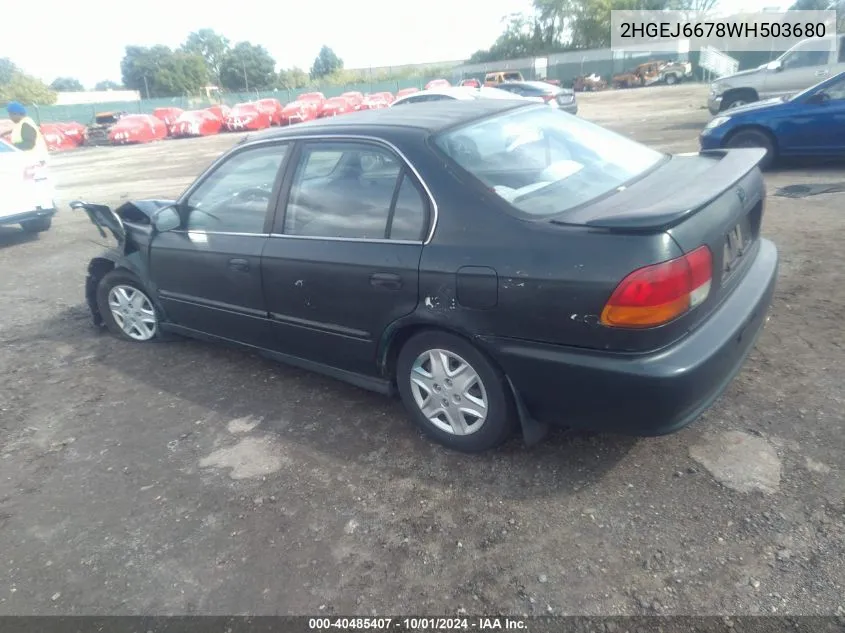 1998 Honda Civic Lx VIN: 2HGEJ6678WH503680 Lot: 40485407