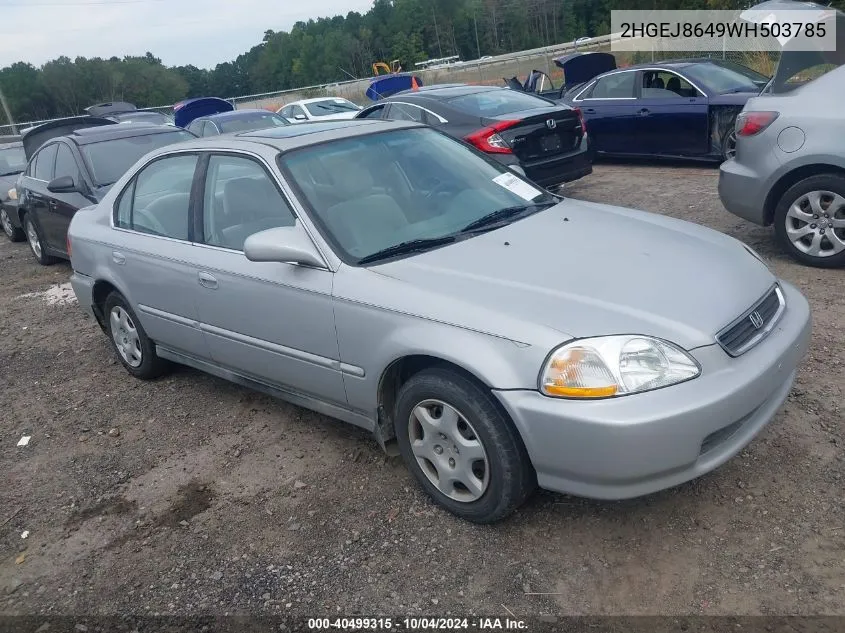 1998 Honda Civic Ex VIN: 2HGEJ8649WH503785 Lot: 40499315