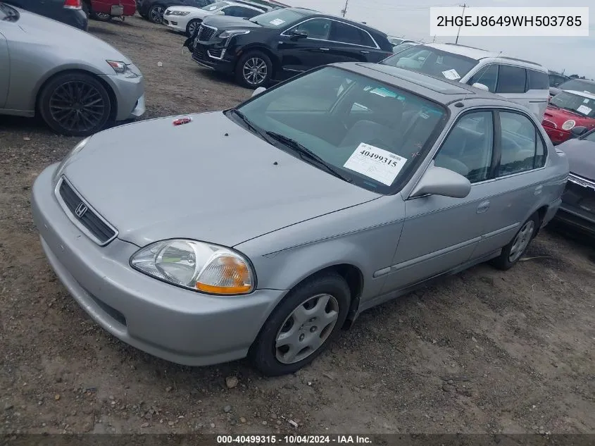 1998 Honda Civic Ex VIN: 2HGEJ8649WH503785 Lot: 40499315