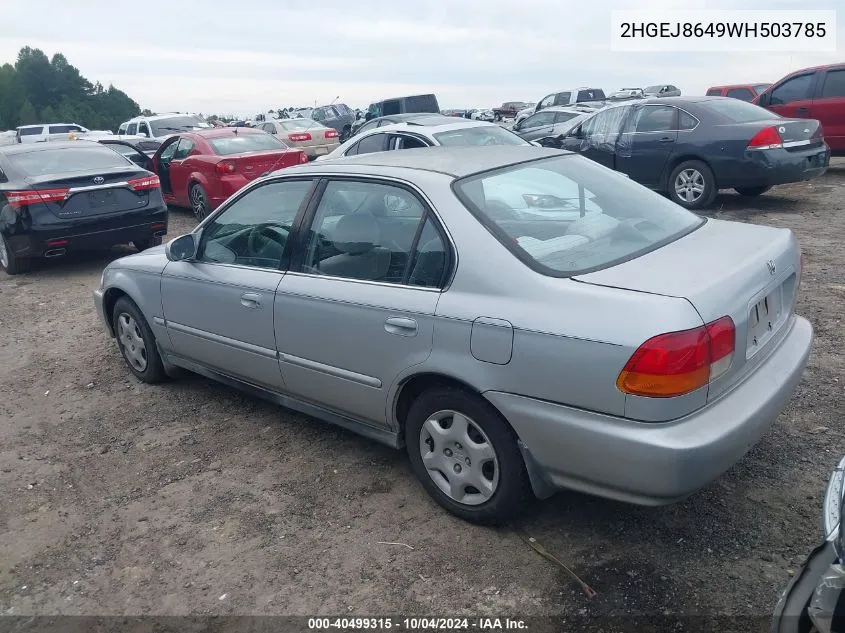 1998 Honda Civic Ex VIN: 2HGEJ8649WH503785 Lot: 40499315