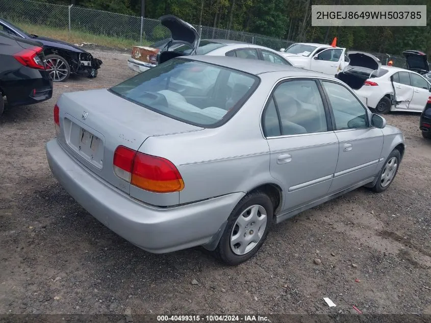 1998 Honda Civic Ex VIN: 2HGEJ8649WH503785 Lot: 40499315