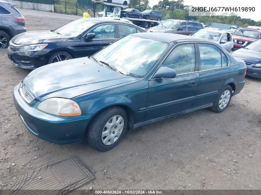 1998 Honda Civic Lx VIN: 2HGEJ6677WH619890 Lot: 40502624