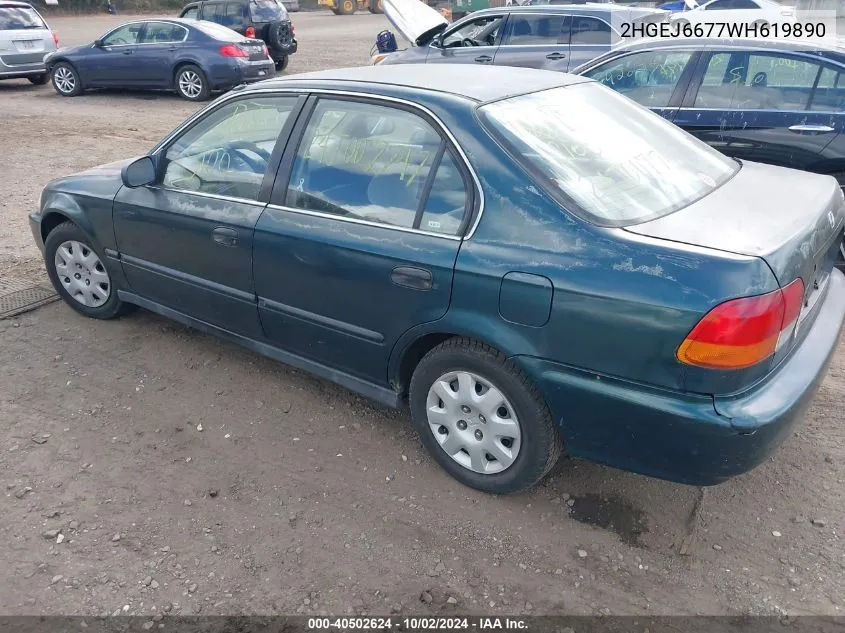 1998 Honda Civic Lx VIN: 2HGEJ6677WH619890 Lot: 40502624