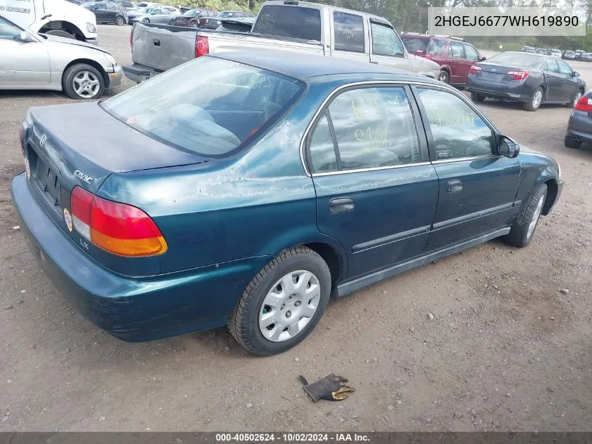 1998 Honda Civic Lx VIN: 2HGEJ6677WH619890 Lot: 40502624