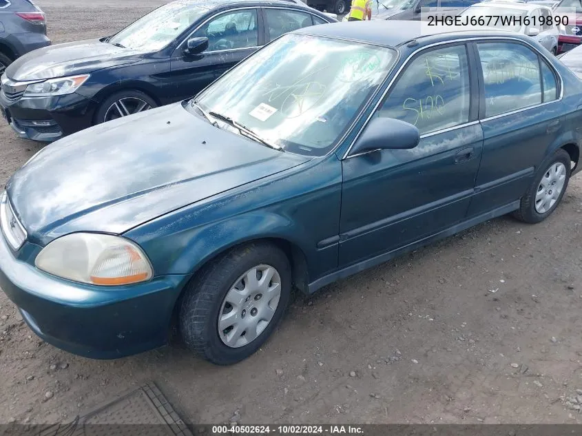 1998 Honda Civic Lx VIN: 2HGEJ6677WH619890 Lot: 40502624