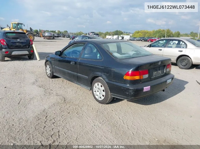 1998 Honda Civic Dx VIN: 1HGEJ6122WL073448 Lot: 40528902