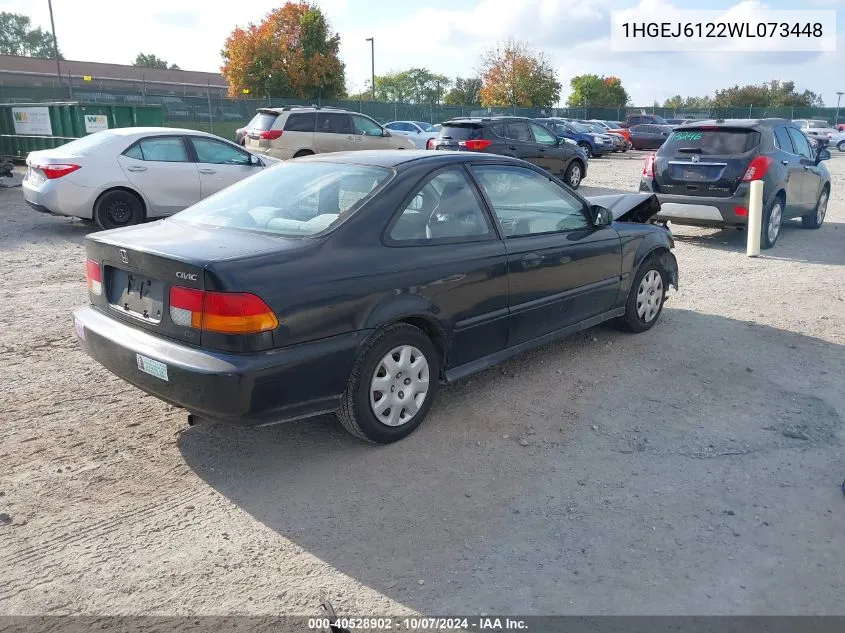 1998 Honda Civic Dx VIN: 1HGEJ6122WL073448 Lot: 40528902