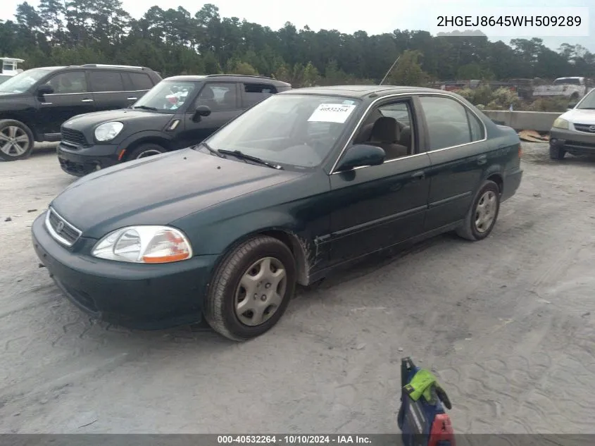 1998 Honda Civic Ex VIN: 2HGEJ8645WH509289 Lot: 40532264