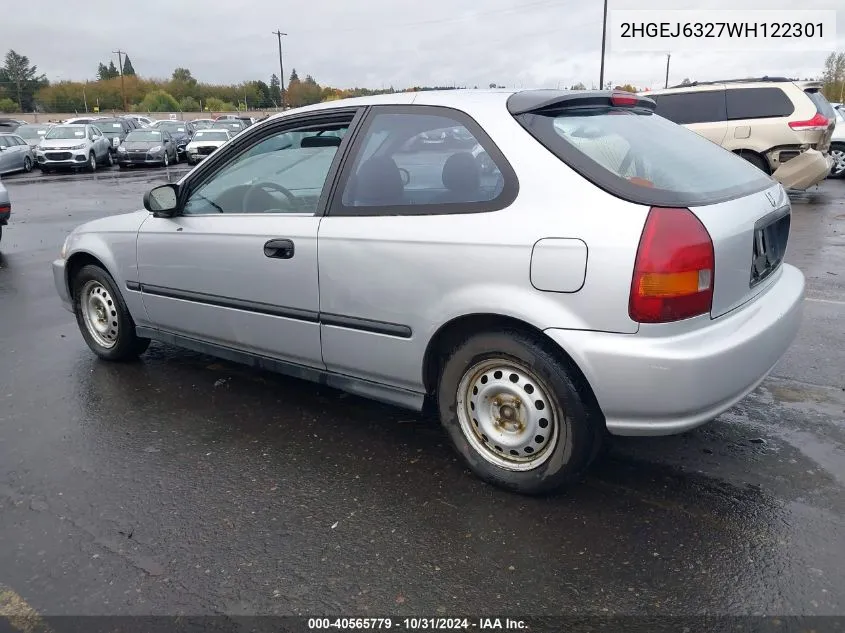 1998 Honda Civic Cx VIN: 2HGEJ6327WH122301 Lot: 40565779