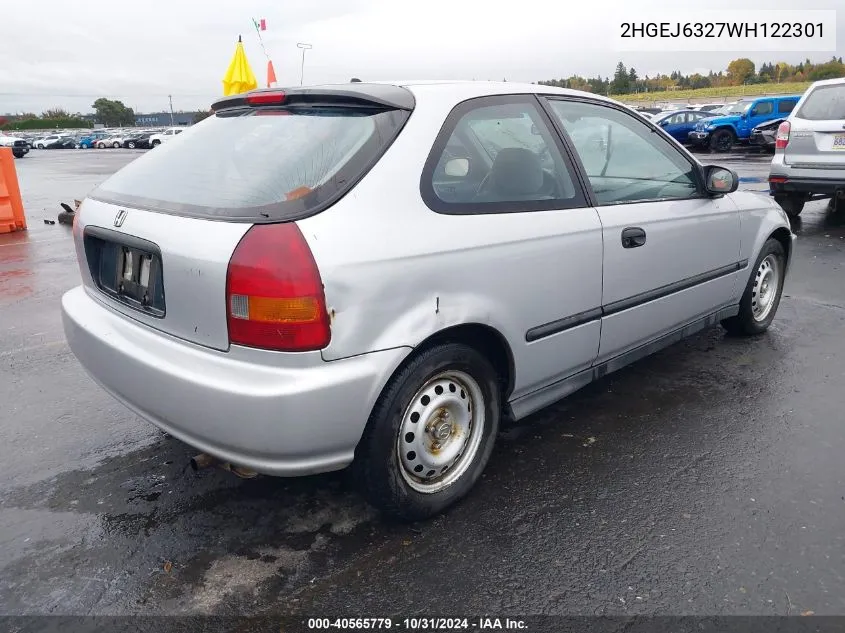 1998 Honda Civic Cx VIN: 2HGEJ6327WH122301 Lot: 40565779