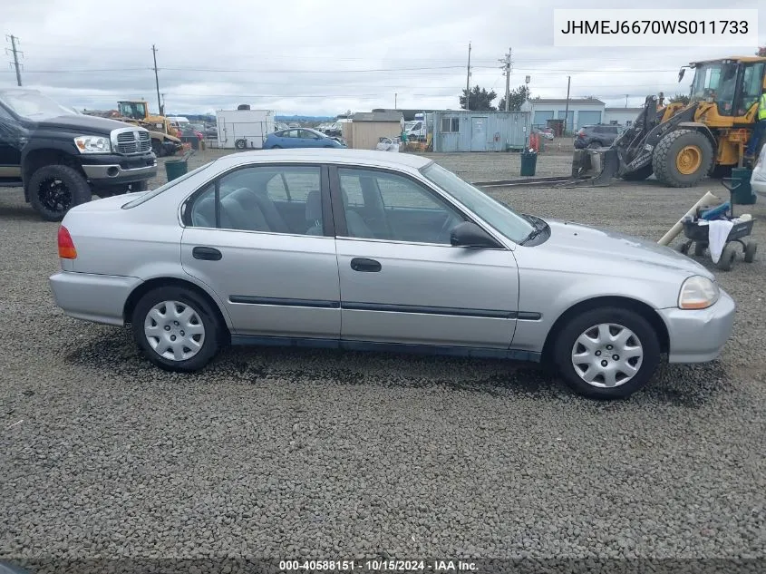 1998 Honda Civic Lx VIN: JHMEJ6670WS011733 Lot: 40588151