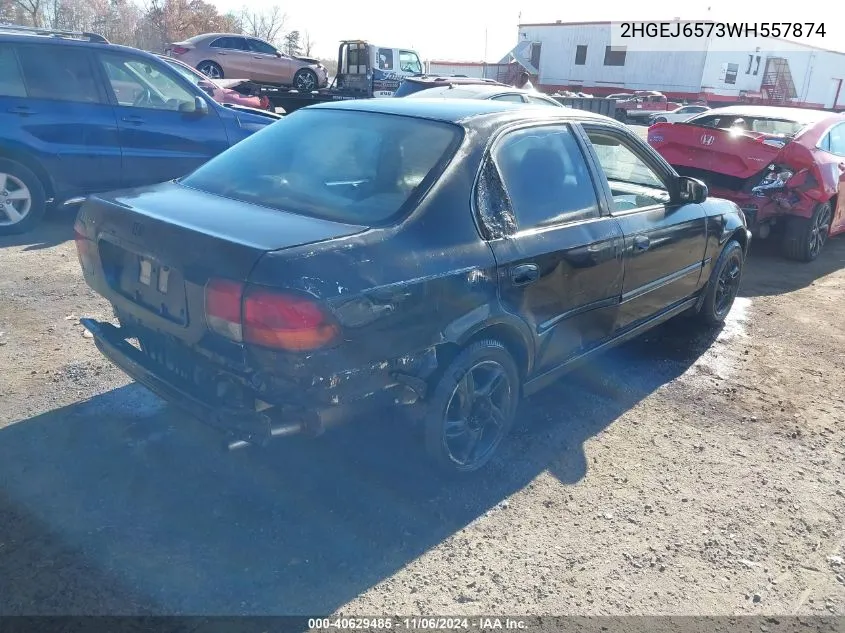 1998 Honda Civic Lx VIN: 2HGEJ6573WH557874 Lot: 40629485