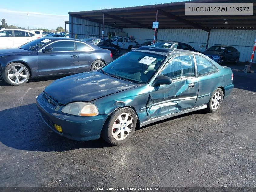 1998 Honda Civic Ex VIN: 1HGEJ8142WL119972 Lot: 40630927