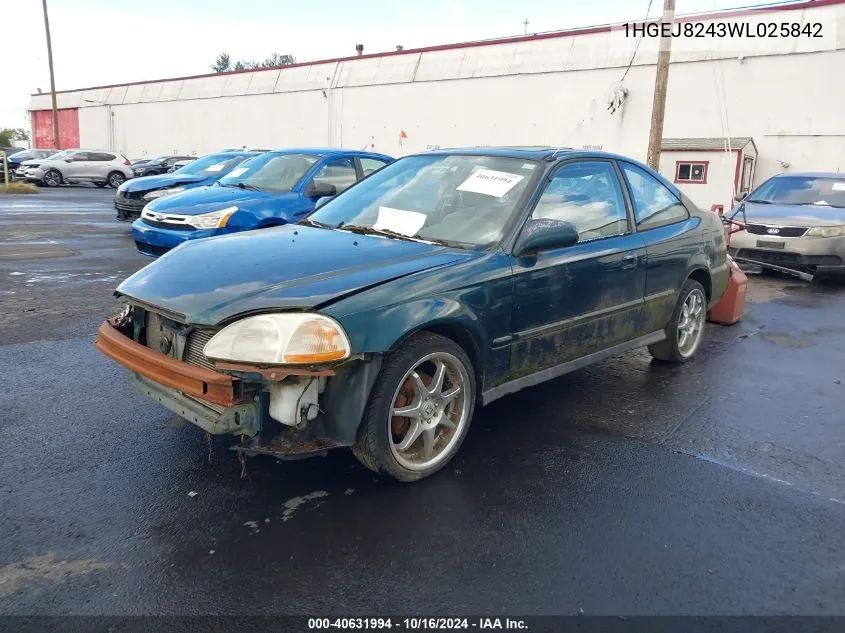 1998 Honda Civic Ex VIN: 1HGEJ8243WL025842 Lot: 40631994