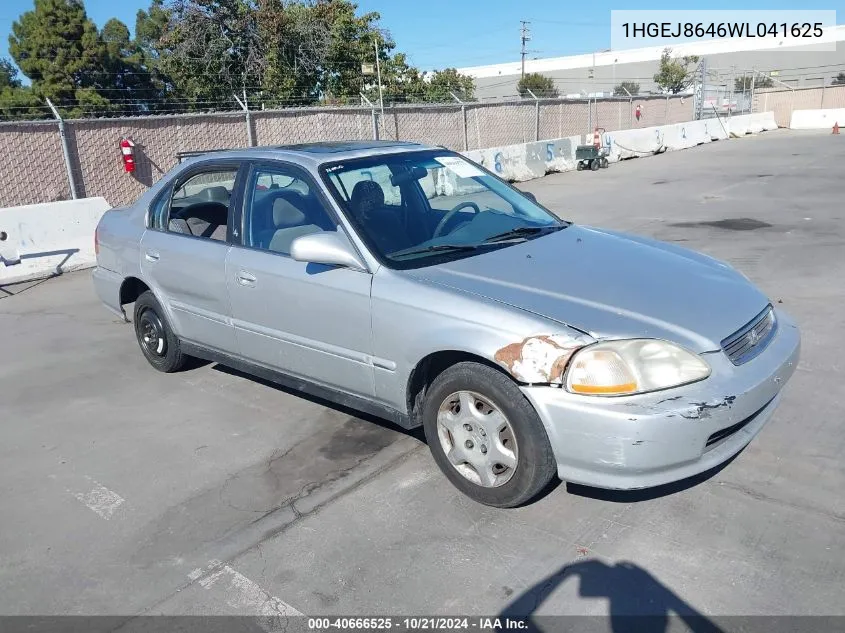 1998 Honda Civic Ex VIN: 1HGEJ8646WL041625 Lot: 40666525