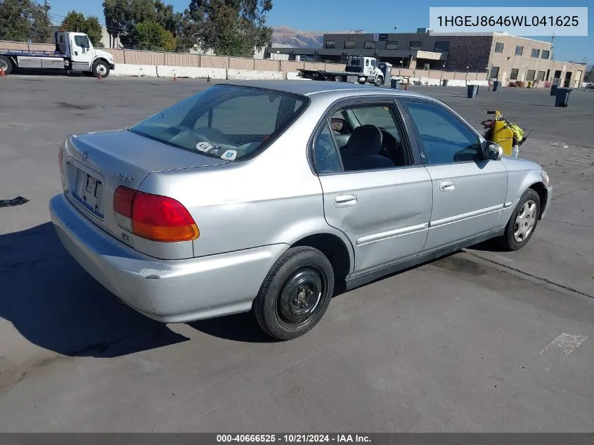 1998 Honda Civic Ex VIN: 1HGEJ8646WL041625 Lot: 40666525