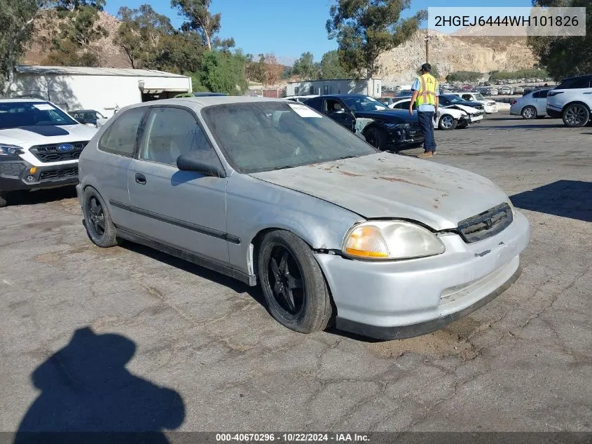 1998 Honda Civic Dx VIN: 2HGEJ6444WH101826 Lot: 40670296