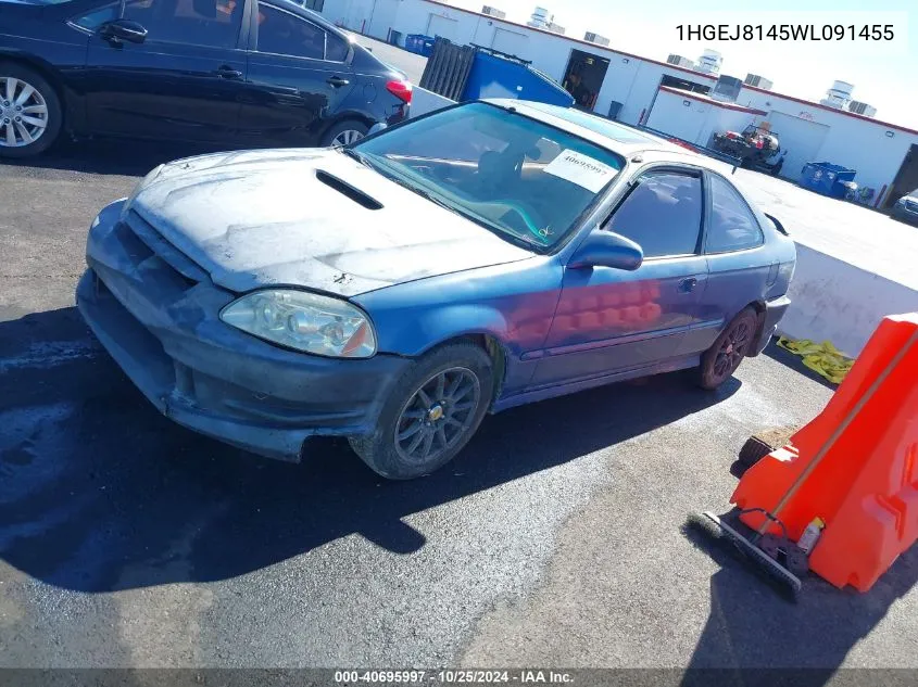 1998 Honda Civic Ex VIN: 1HGEJ8145WL091455 Lot: 40695997