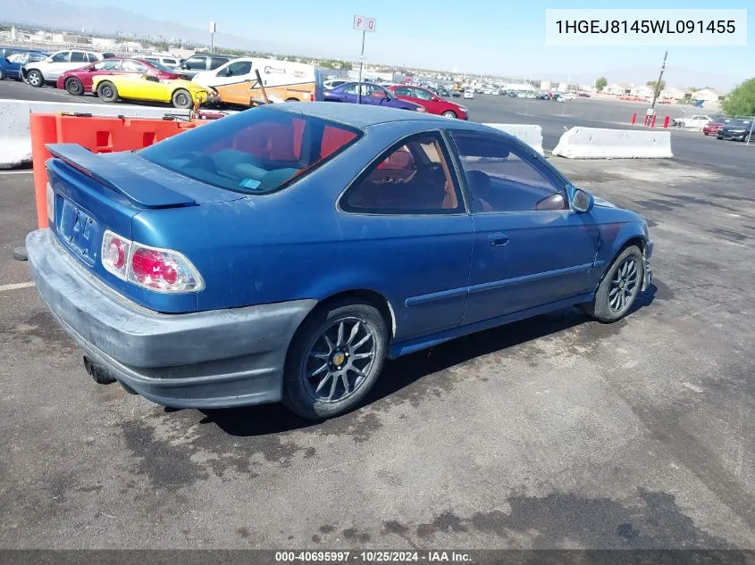 1998 Honda Civic Ex VIN: 1HGEJ8145WL091455 Lot: 40695997