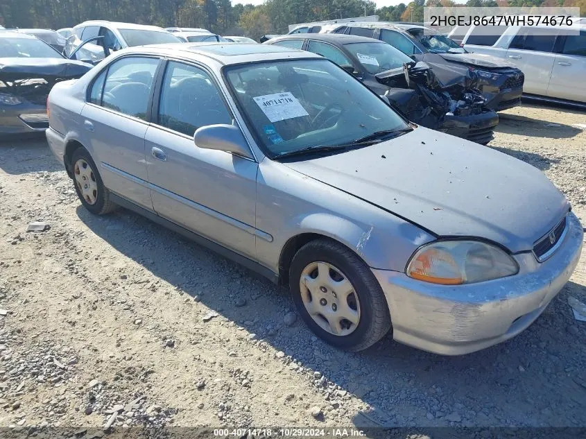 1998 Honda Civic Ex VIN: 2HGEJ8647WH574676 Lot: 40714718