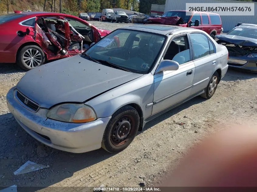 1998 Honda Civic Ex VIN: 2HGEJ8647WH574676 Lot: 40714718