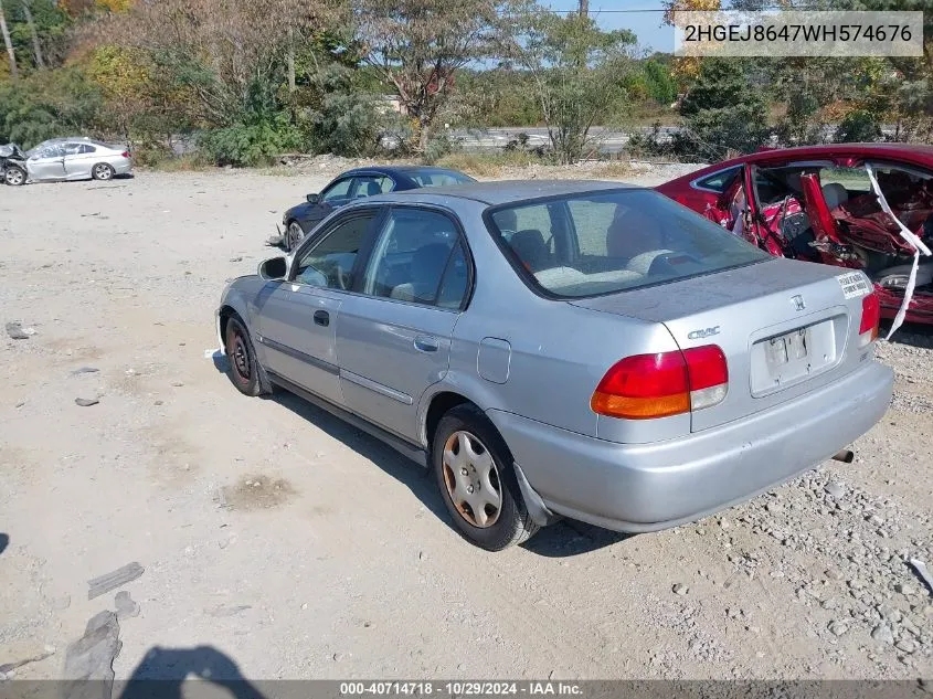 1998 Honda Civic Ex VIN: 2HGEJ8647WH574676 Lot: 40714718