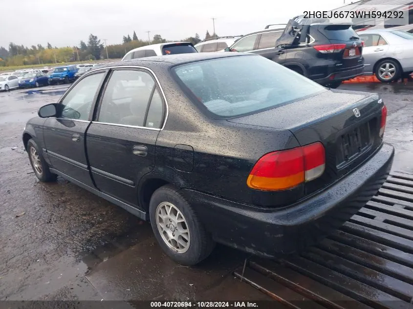 1998 Honda Civic Lx VIN: 2HGEJ6673WH594292 Lot: 40720694