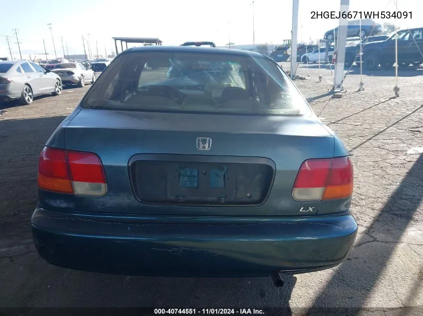 1998 Honda Civic Lx VIN: 2HGEJ6671WH534091 Lot: 40744551