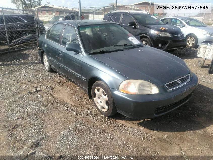 1998 Honda Civic Ex VIN: 2HGEJ8649WH577546 Lot: 40759004