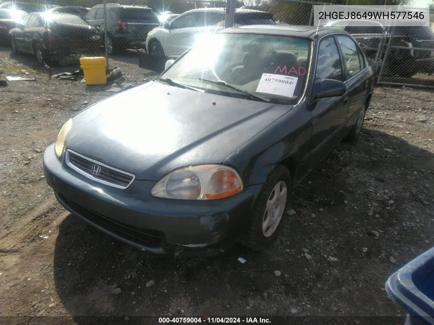 1998 Honda Civic Ex VIN: 2HGEJ8649WH577546 Lot: 40759004