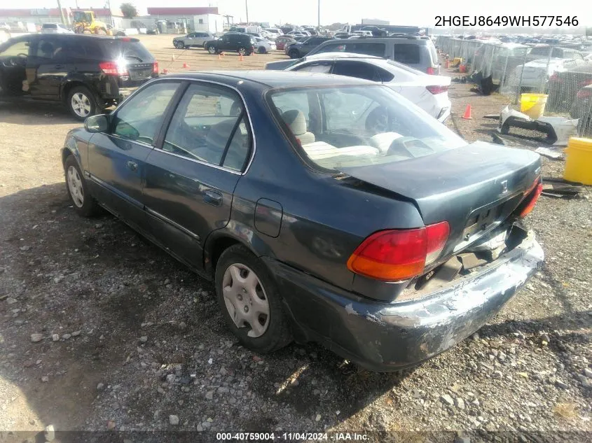 1998 Honda Civic Ex VIN: 2HGEJ8649WH577546 Lot: 40759004