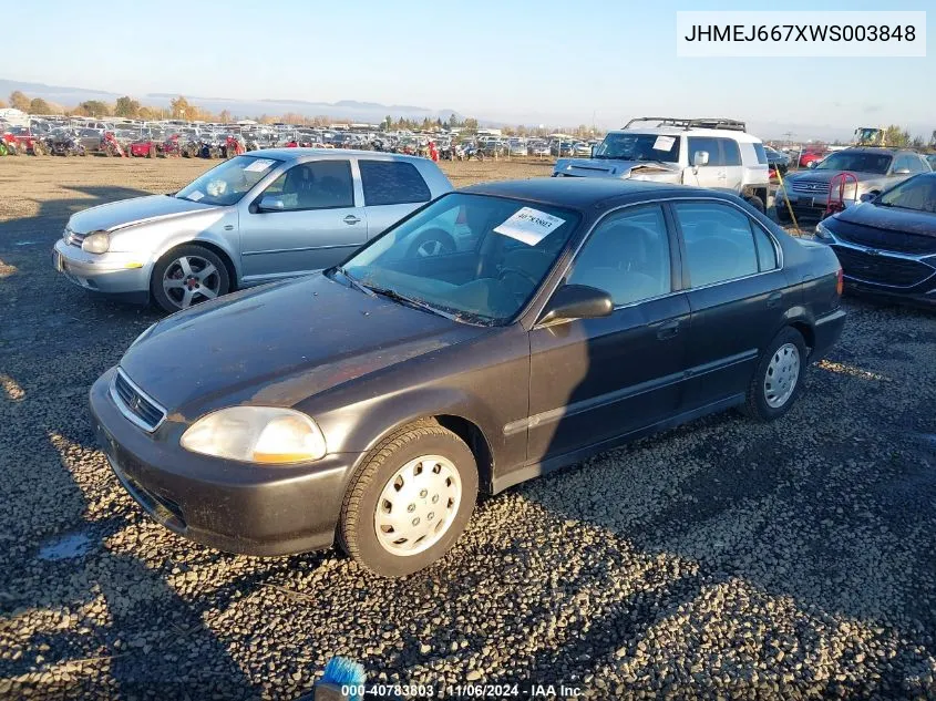 1998 Honda Civic Lx VIN: JHMEJ667XWS003848 Lot: 40783803