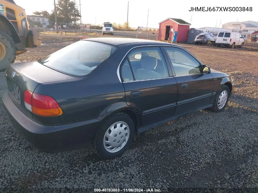 1998 Honda Civic Lx VIN: JHMEJ667XWS003848 Lot: 40783803