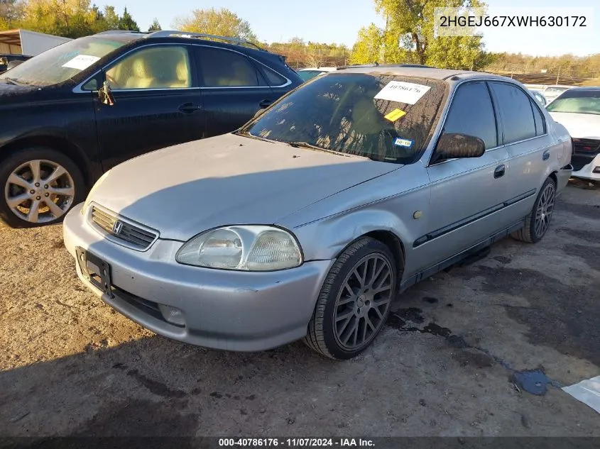 1998 Honda Civic Lx VIN: 2HGEJ667XWH630172 Lot: 40786176