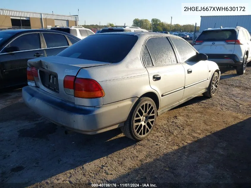 1998 Honda Civic Lx VIN: 2HGEJ667XWH630172 Lot: 40786176