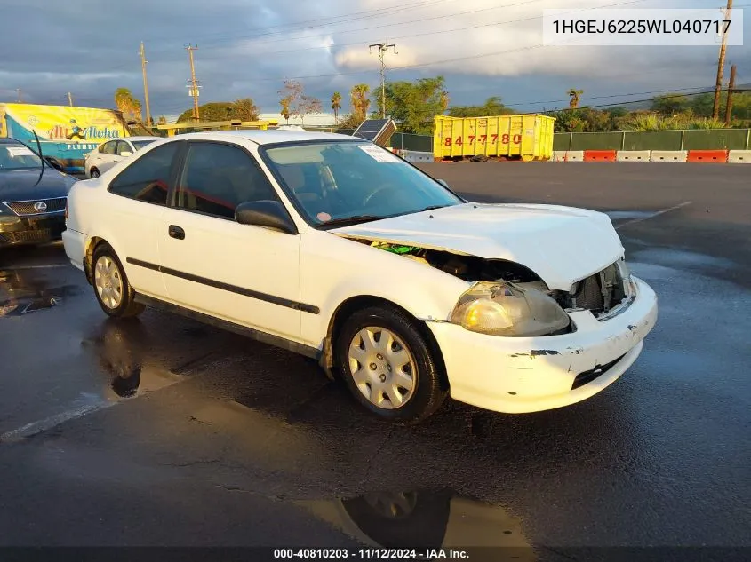 1998 Honda Civic Dx VIN: 1HGEJ6225WL040717 Lot: 40810203