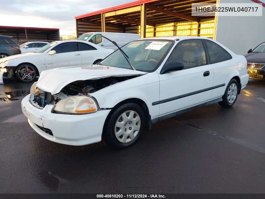 1998 Honda Civic Dx VIN: 1HGEJ6225WL040717 Lot: 40810203