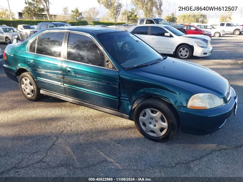 1998 Honda Civic Ex VIN: 2HGEJ8640WH612507 Lot: 40822968