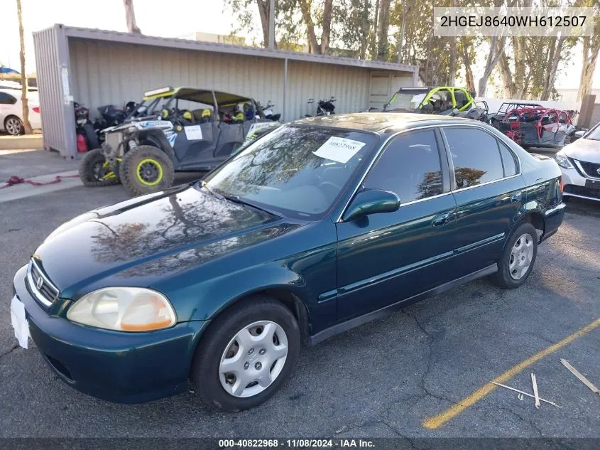 1998 Honda Civic Ex VIN: 2HGEJ8640WH612507 Lot: 40822968