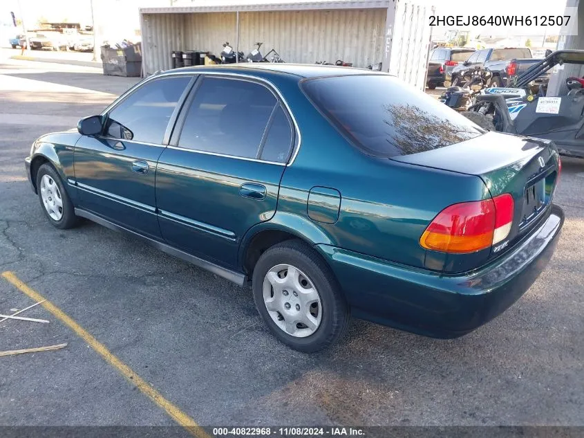 1998 Honda Civic Ex VIN: 2HGEJ8640WH612507 Lot: 40822968