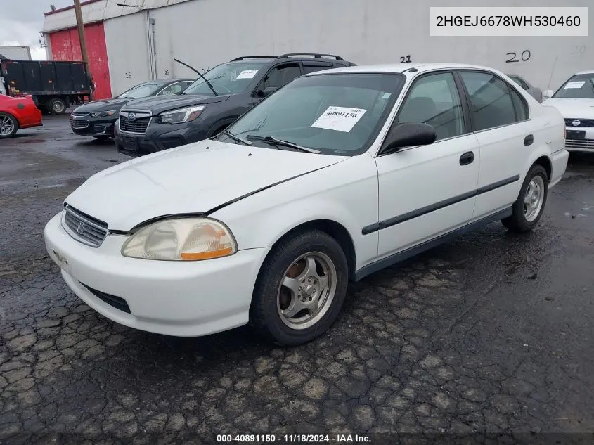 1998 Honda Civic Lx VIN: 2HGEJ6678WH530460 Lot: 40891150