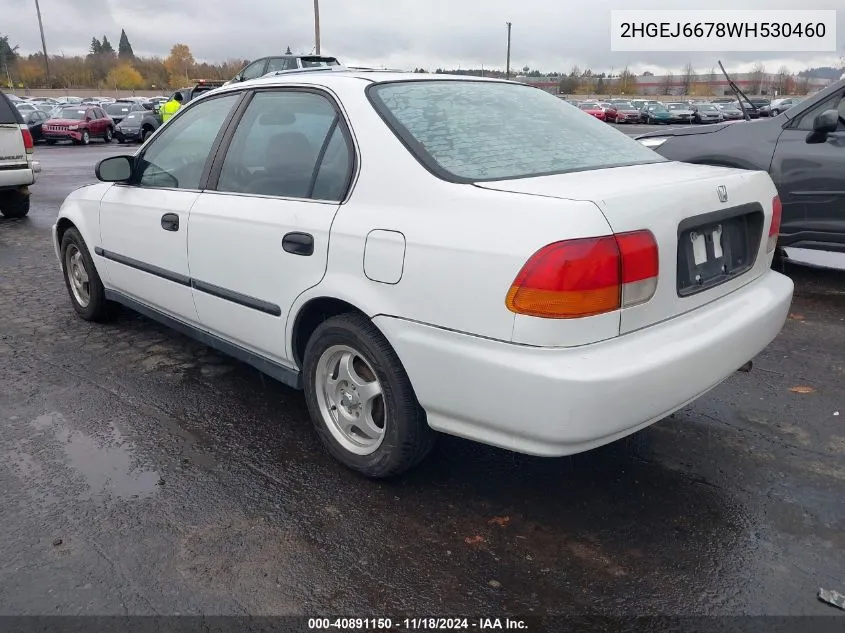 1998 Honda Civic Lx VIN: 2HGEJ6678WH530460 Lot: 40891150