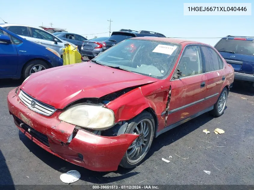 1999 Honda Civic Lx VIN: 1HGEJ6671XL040446 Lot: 39851573