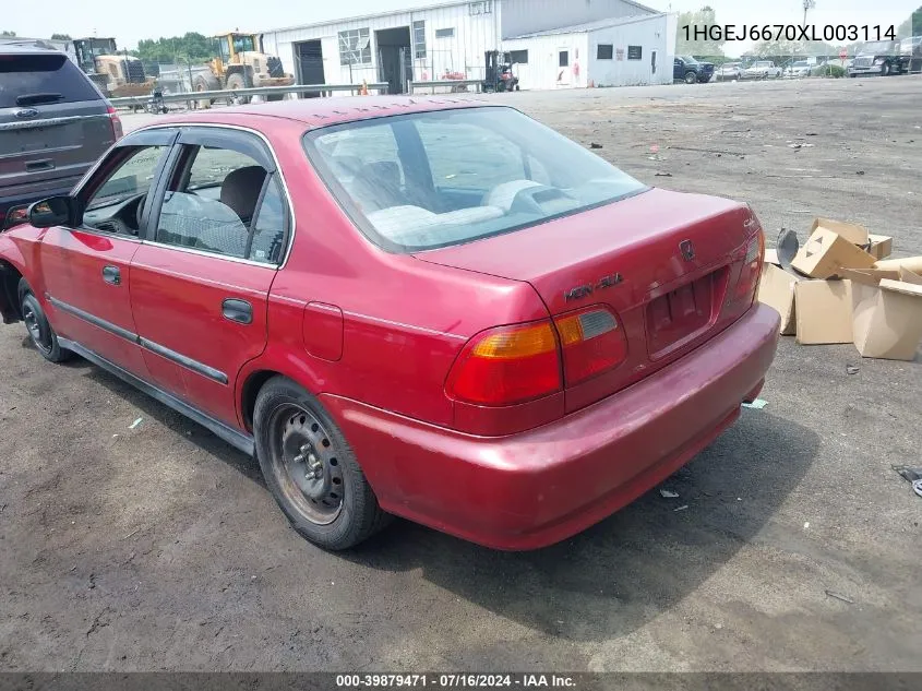 1999 Honda Civic Lx VIN: 1HGEJ6670XL003114 Lot: 39879471