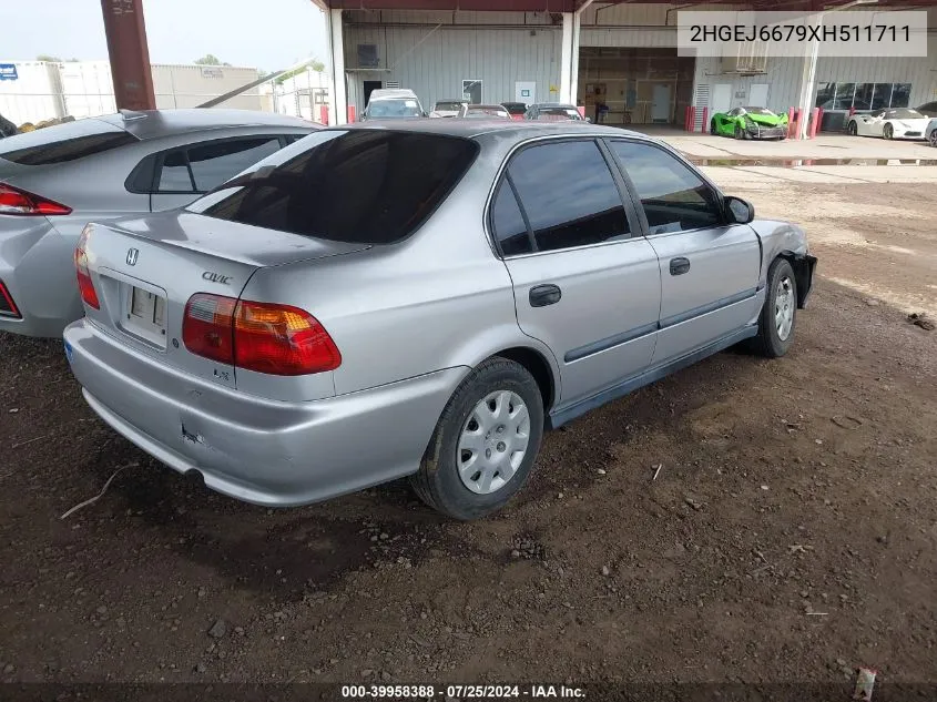 1999 Honda Civic Lx VIN: 2HGEJ6679XH511711 Lot: 39958388