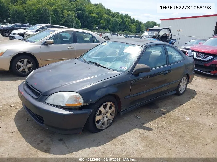 1999 Honda Civic Dx VIN: 1HGEJ6227XC058198 Lot: 40122665