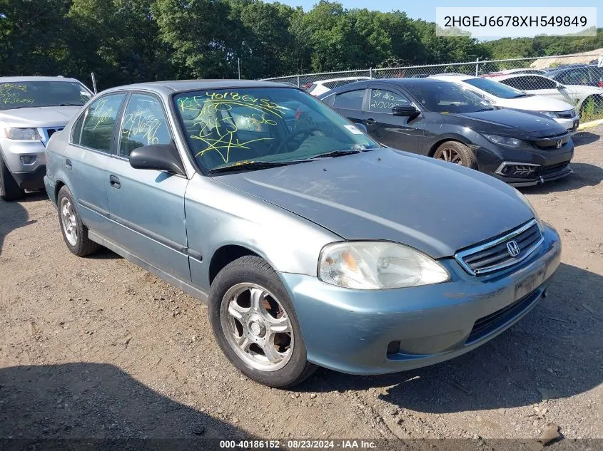 1999 Honda Civic Lx VIN: 2HGEJ6678XH549849 Lot: 40186152